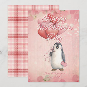 Cartão De Festividades Mensagem Personalizada Pinguim Animal Dia dos Namo