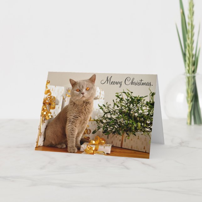 Cartão De Festividades Meowry Felry Christmas Cat Greeting Card (Frente)