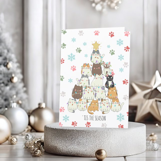 Cartão De Festividades Meowy Catmas (The purr-fect Christmas card for cat lovers!)