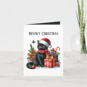 Cartão De Festividades Meowy Christmas cat adiciona mensagem
