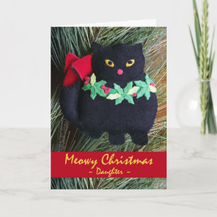 Cartão De Festividades Meowy Christmas for Daughter, Felt Cat Ornament