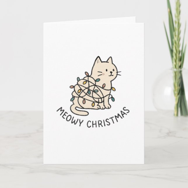 Cartão De Festividades Meowy Christmas - Funny Christmas Card (Frente)