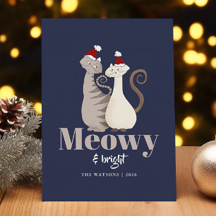 Cartão De Festividades Meowy e Brilhante Dois Gatos Natal