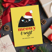 Meowy e Gato Divertido e Brilhante de Natal