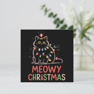 Cartão De Festividades Meowy Natal Luzes de Natal Roupas de dormir Gato P