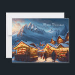 Cartão De Festividades Mercado de Natal nas montanhas - casa aberta<br><div class="desc">Este convite da Open House apresenta uma aldeia de neve profunda nas montanhas à noite. As pessoas caminham grosseiramente vestidas sobre o mercado de Natal festivamente iluminado. Um motivo romântico para todos que amam o Natal! Bonito e personalizado convite à casa para a sua família e amigos!</div>