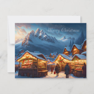 Cartão De Festividades Mercado de Natal nas montanhas - personalizado
