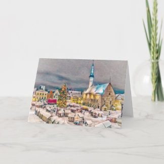 Cartão De Festividades Mercado do Natal de Tallinn Estónia