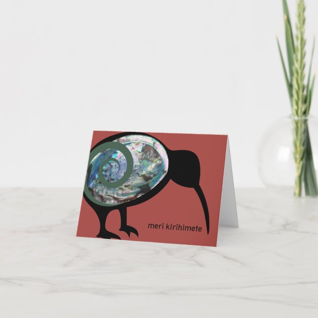 CARTÃO DE FESTIVIDADES MERI KIRIHIMETE NZ XMAS AOTEAROA NOVA ZEALAND KIWI (Frente)