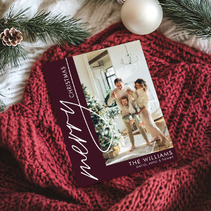 Cartão De Festividades Merlot Red Modern Photo Christmas