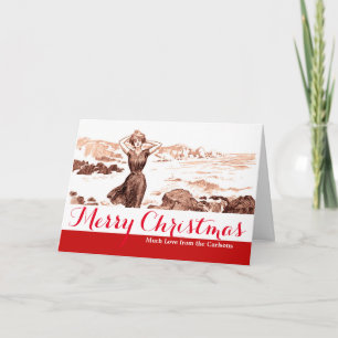 Cartão De Festividades Mermaid Beach Gibson Girl Victorian Antiguidade