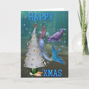 Cartão De Festividades Mermaid Christmas