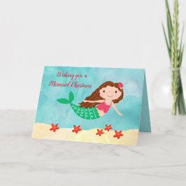 Cartão De Festividades Mermaid Christmas Watercolor