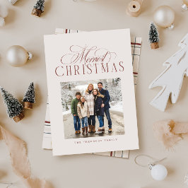 Cartão De Festividades Merriest Christmas simple elegant neutral photo