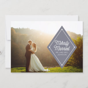 Cartão De Festividades Merrily Married Wedding Announcement Holiday Photo