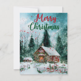 CARTÃO DE FESTIVIDADES MERRISTMAS CHRISTMAS RUSTIC FESTIVE RED HOME