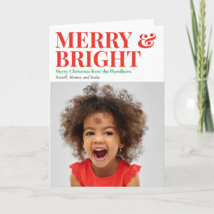 Cartão De Festividades Merry and Bright Christmas Holiday Photo