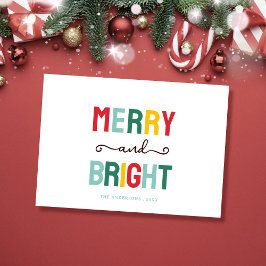 Cartão De Festividades Merry and bright colorful christmas Card