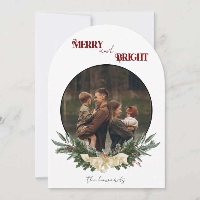 Cartão De Festividades Merry and Bright Flat Holiday Card (Frente)