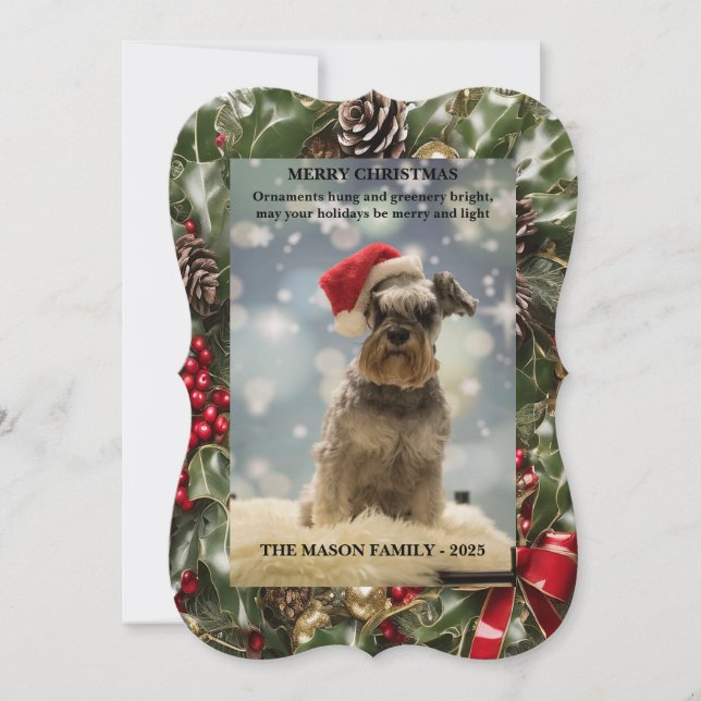 Cartão De Festividades Merry and Bright Holiday Christmas Card (Frente)