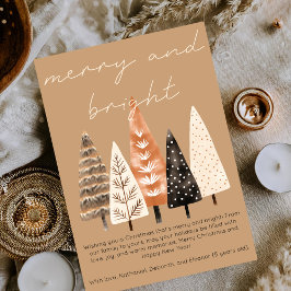 Cartão De Festividades Merry & Bright Minimalista Boho Marrom Natal Fofo