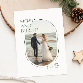 Cartão De Festividades Merry & Bright Newlywed Romantic Photo Christmas