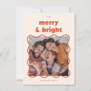 Cartão De Festividades Merry & Bright Quadro Ondulado de Natal Foto