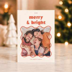 Cartão De Festividades Merry & Bright Quadro Ondulado de Natal Foto
