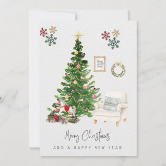 Cartão De Festividades Merry Chrismas And Happy New Year Holiday Card