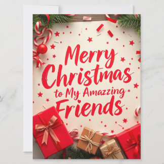 Cartão De Festividades Merry Christmas Amazing Friends Festive Typography