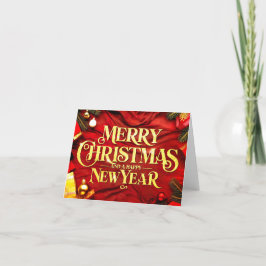 Cartão De Festividades "Merry Christmas and a Happy New Year" Festlich