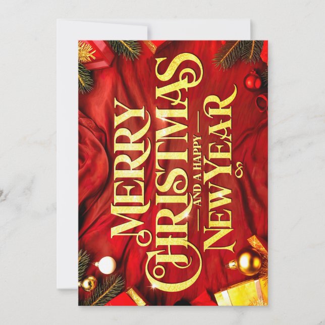 Cartão De Festividades "Merry Christmas and a Happy New Year" Festlich (Frente)