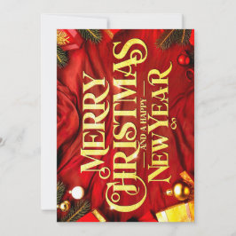 Cartão De Festividades "Merry Christmas and a Happy New Year" Festlich