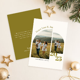Cartão De Festividades Merry Christmas Arch Family Two Photo Christmas