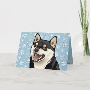Cartão De Festividades Merry Christmas Black Shiba Inu Customizable Card