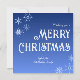 Cartão De Festividades Merry Christmas Blue Modern Snowflake Holiday Card