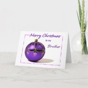 Cartão De Festividades Merry Christmas Brother Purple Ball Card