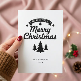 Cartão De Festividades Merry Christmas Card – Custom Name & Year, Modern