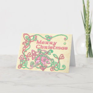 Cartão De Festividades Merry Christmas Celtic hedgehog
