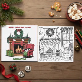 Cartão De Festividades Merry Christmas Color Me Fireplace & Stockings