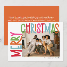 Cartão De Festividades Merry Christmas Colorful Bold Personalized Photo