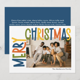 Cartão De Festividades Merry Christmas Colorful Bold Personalized Photo