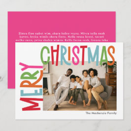 Cartão De Festividades Merry Christmas Colorful Bold Personalized Photo