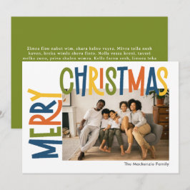 Cartão De Festividades Merry Christmas Colorful Bold Personalized Photo