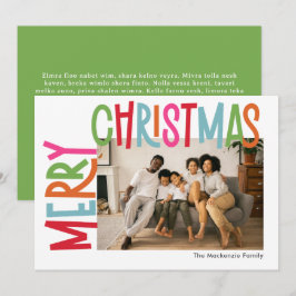 Cartão De Festividades Merry Christmas Colorful Bold Personalized Photo