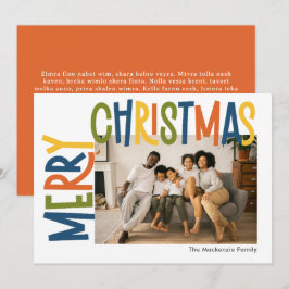 Cartão De Festividades Merry Christmas Colorful Bold Personalized Photo