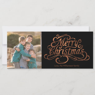 Cartão De Festividades Merry Christmas copper-look script photo design