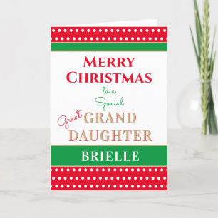 Cartão De Festividades Merry Christmas Custom Great Granddaughter card