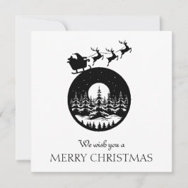 Cartão De Festividades Merry Christmas Cute Custom Santa Sleigh and Trees