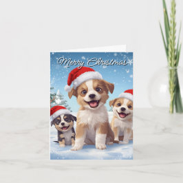 Cartão De Festividades Merry Christmas Cute Puppy Christmas Card